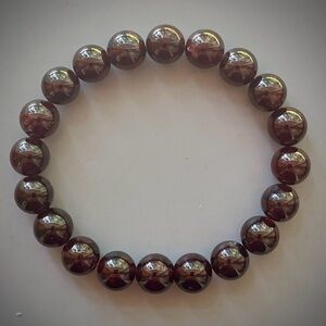 Deep Red Garnet Handcrafted Bead Bracelet